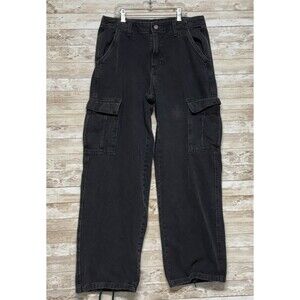 Levis 94 Black Baggy Cargo Jeans Womens 31x30 Mid Rise Wide Leg Drawstring Hems